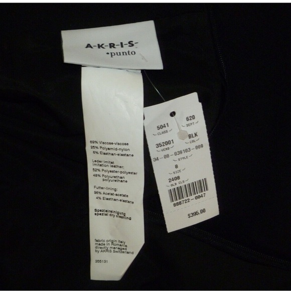 Akris Punto Faux Leather Accent Skirt with Back Split with Zipper Black - Picture 7 of 7